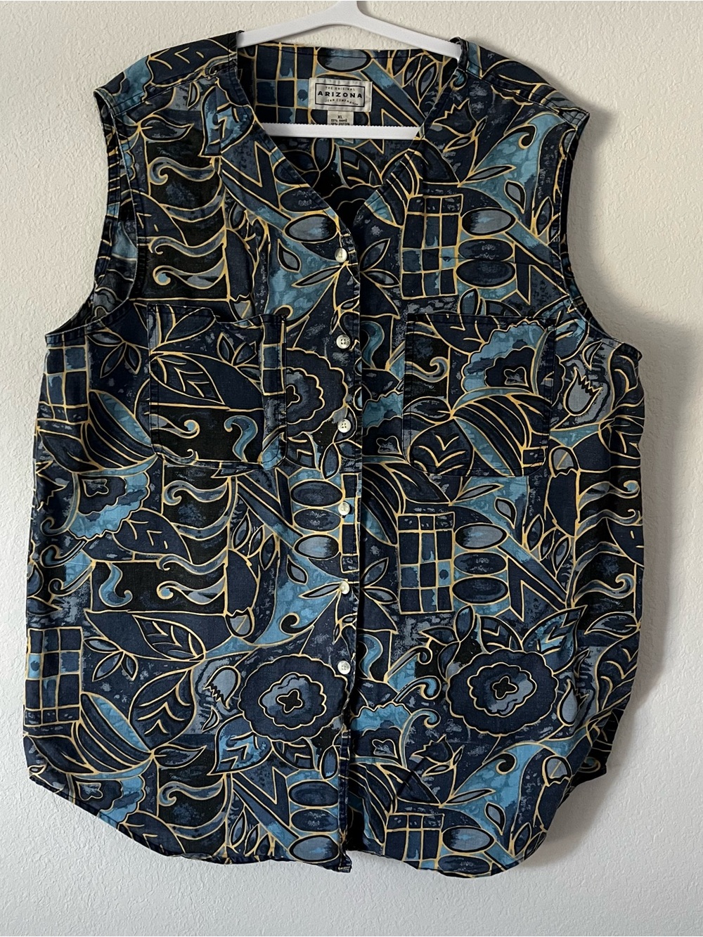 Vintage 90s Arizona Jean Company Sleeveless Button-Up Floral Top Sz XL
